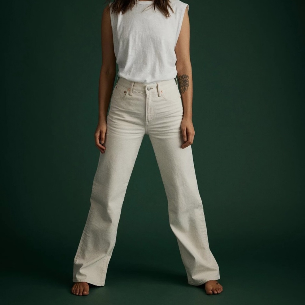 American Eagle Outfitters Off-White Wide Leg Jeans